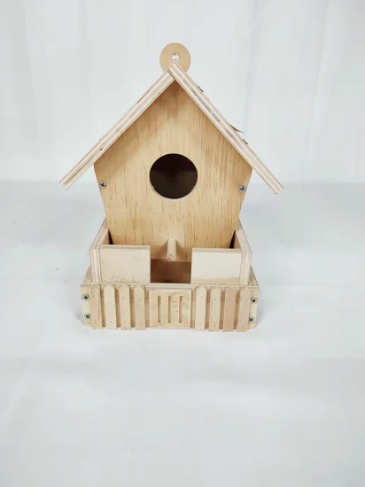 Alimentador de pássaros de madeira DIY para pendurar de fábrica BSCI