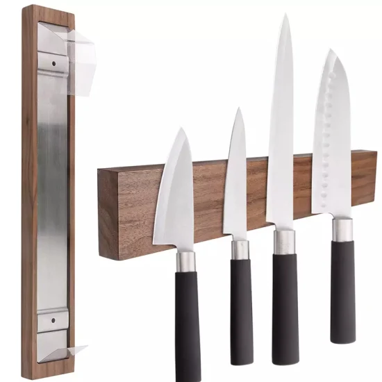 12 14 16 polegadas suporte de faca magnético de madeira montado na parede para cozinha